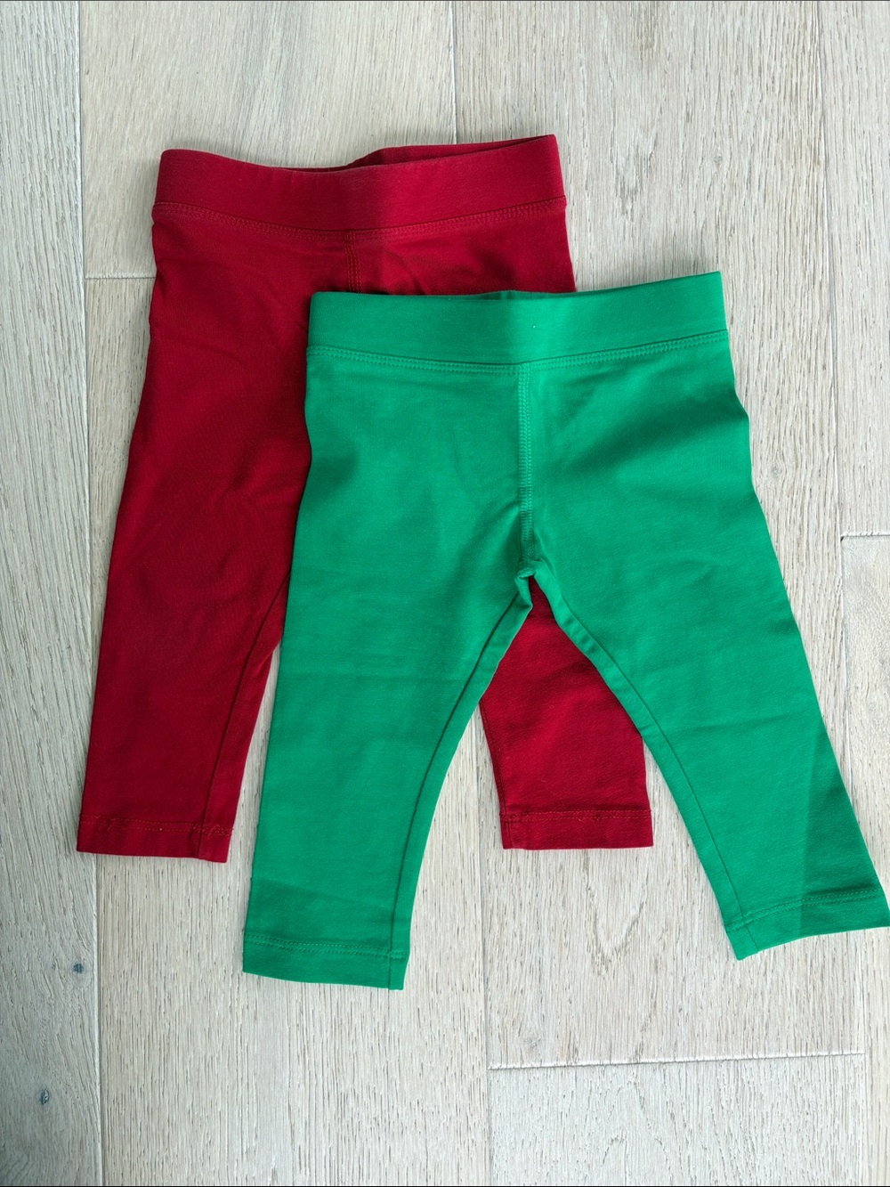 Primary Kids Cotton Leggings in Red & Green